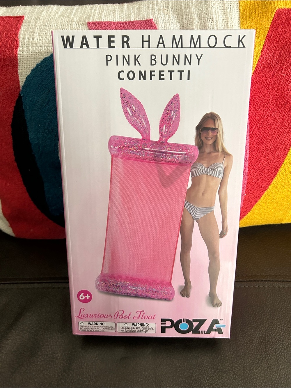 Pink Bunny Confetti Water Hammock Pool Float